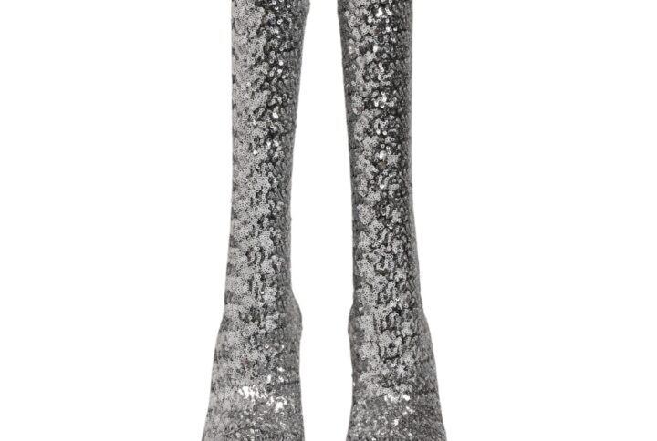 Shoes Silver Sequins Glitter High Heel Boot Shoes