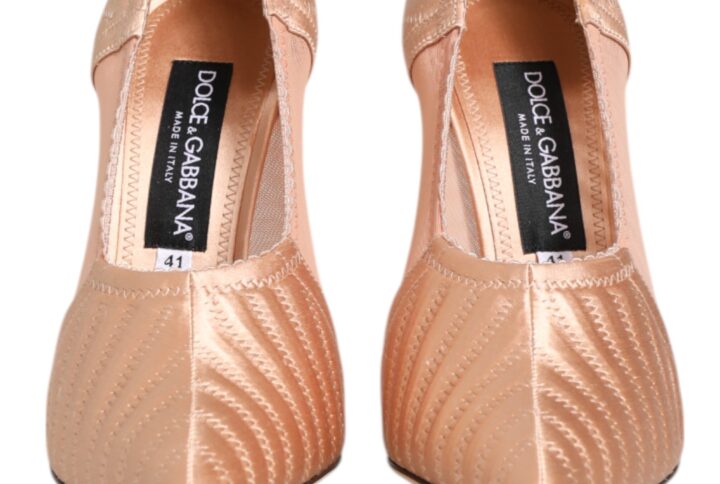 Cipria Nude Satin Mesh Stiletto Pumps Shoes