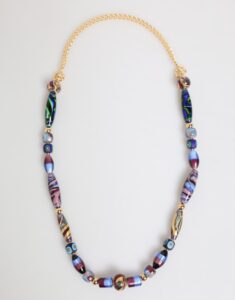 Multicolor Murano Glass Beads Gold Brass Chain Jewelry Necklace