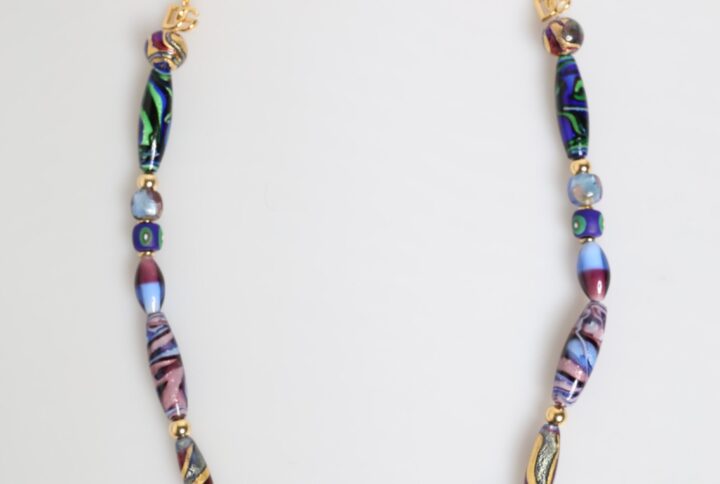 Multicolor Murano Glass Beads Gold Brass Chain Jewelry Necklace