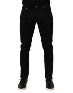 Black Cotton Blend Skinny Men Trouser Pants