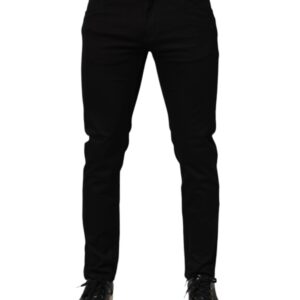Black Cotton Blend Skinny Men Trouser Pants
