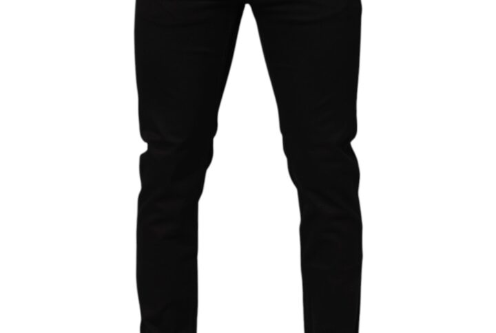 Black Cotton Blend Skinny Men Trouser Pants