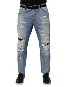 Blue Distressed Ripped Denim Trouser Jeans