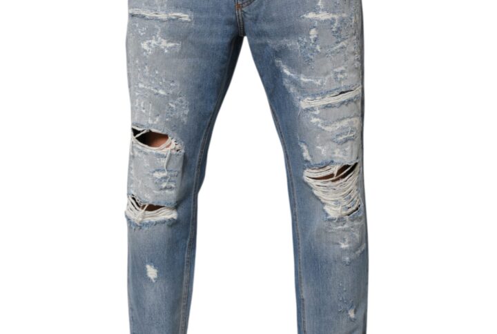 Blue Distressed Ripped Denim Trouser Jeans