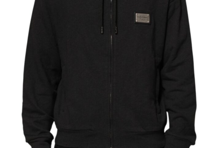 Black Logo FullZip Hooded Sweatshirt Sweater