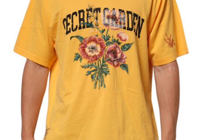 Yellow Secret Graden Floral Cotton CrewNeck T-shirt