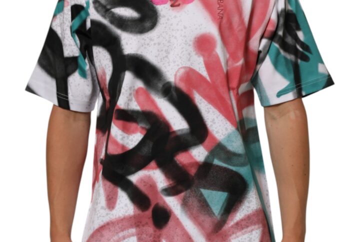 White Graffiti Crew Neck Short Sleeves T-shirt | Jag Couture London – New York