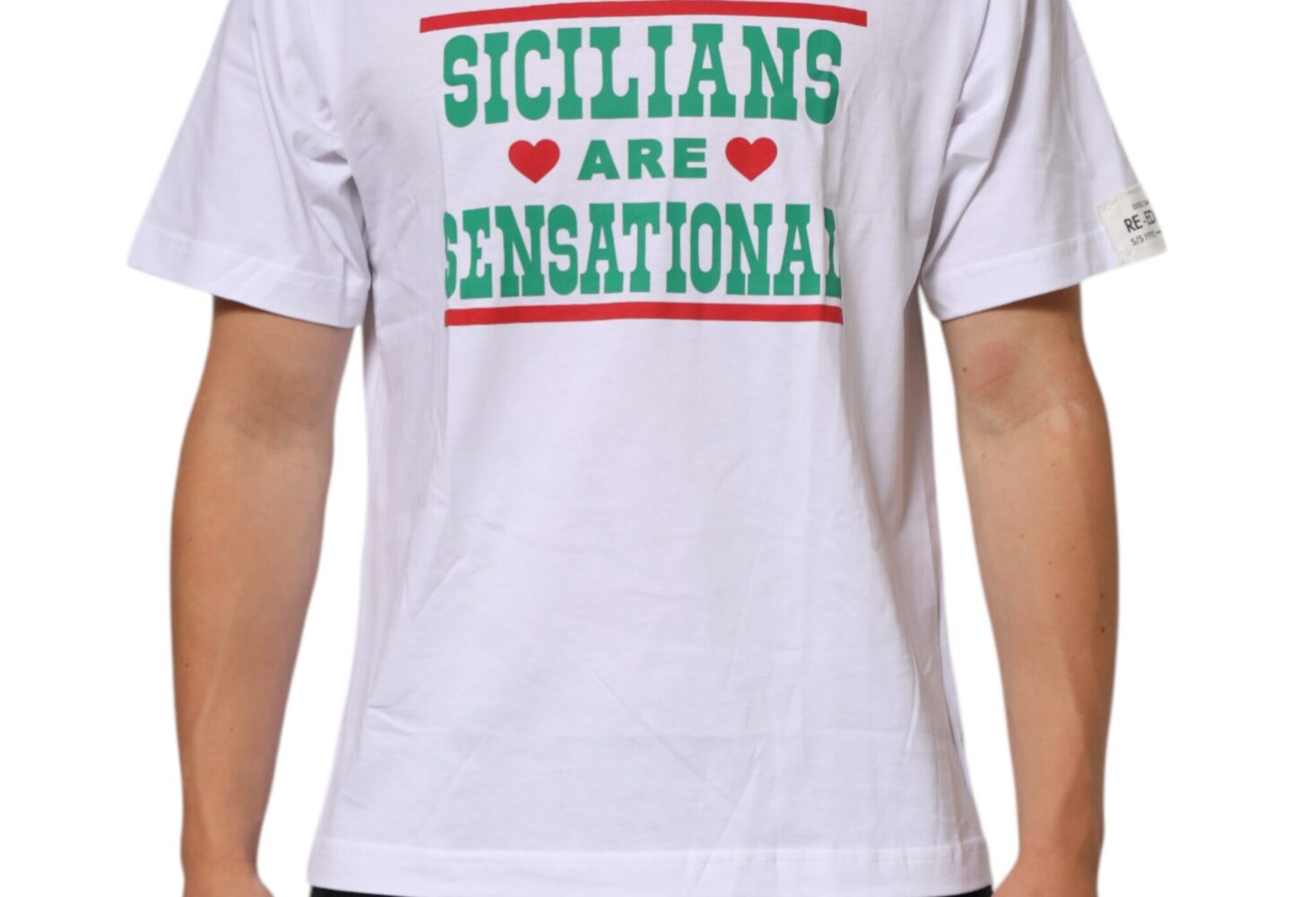 White Graphic Print Cotton Crew Neck T-shirt