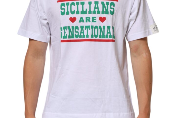 White Graphic Print Cotton Crew Neck T-shirt | Jag Couture London – New York