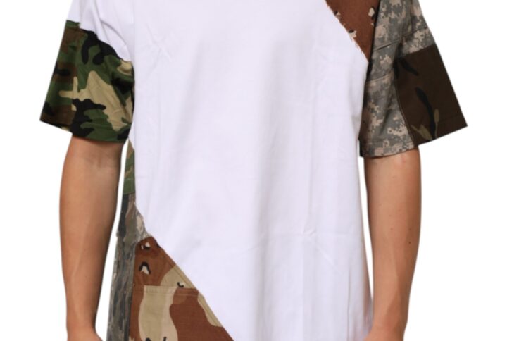 White Camouflage Patckwork Men Cotton T-shirt | Jag Couture London – New York