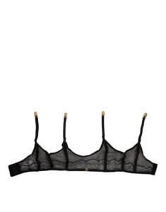 Black Floral Lace Nylon Strap Garter Underwear