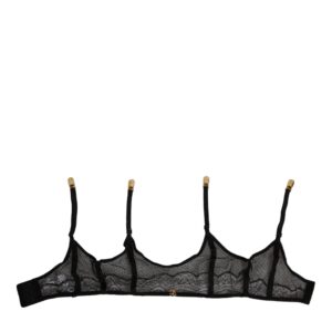 Black Floral Lace Nylon Strap Garter Underwear