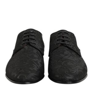 Black Brocade Lace Up Derby Men Dress Shoes