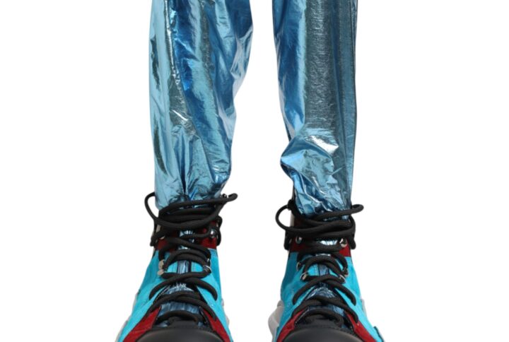 Blue Lace Up Over The Knee Socks Men Boots Shoes