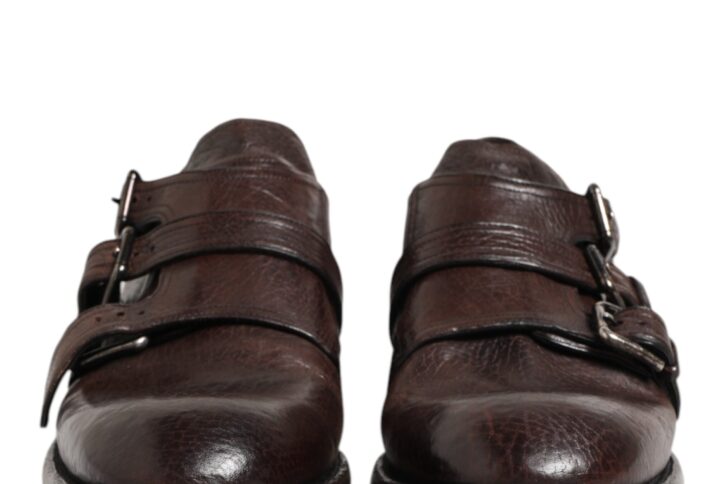 Brown Leather Monk Strap Formal Derby Shoes