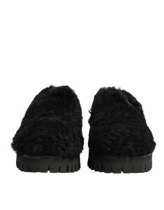 Dress Black Fur Leather Slippers Men Shoes