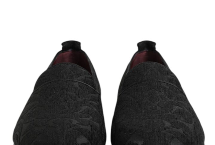 Black Brocade Loafers Slip On Men Dress Shoes | Jag Couture London – New York