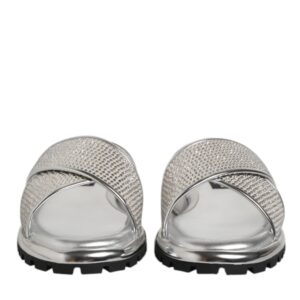 Silver Strass Slides Flats Slippers Shoes