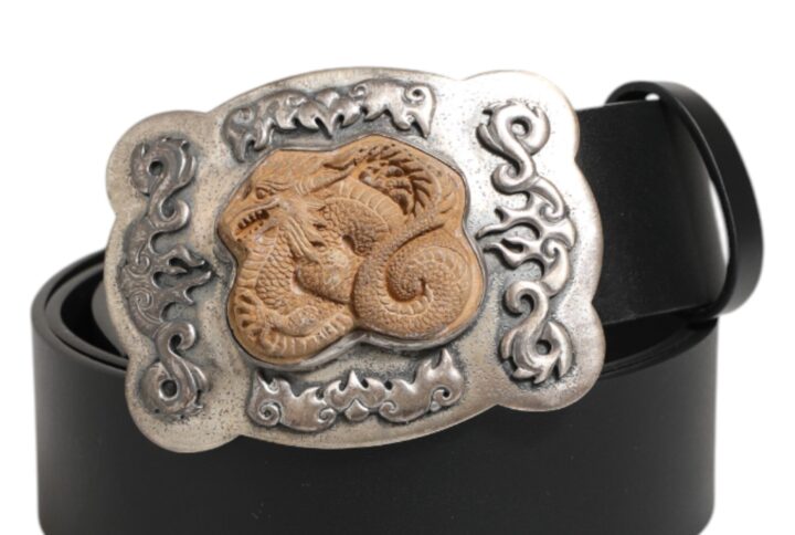 Black Leather Gothic Dragon Metal Buckle Belt