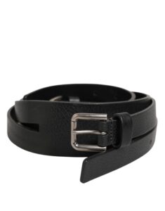 Black Double Strap Leather Gold Buckle Belt