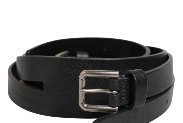 Black Double Strap Leather Gold Buckle Belt