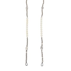 Black Leather Pearl Chain Bag Accessory Shoulder Strap - Jag Couture London