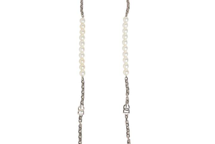 Black Leather Pearl Chain Bag Accessory Shoulder Strap