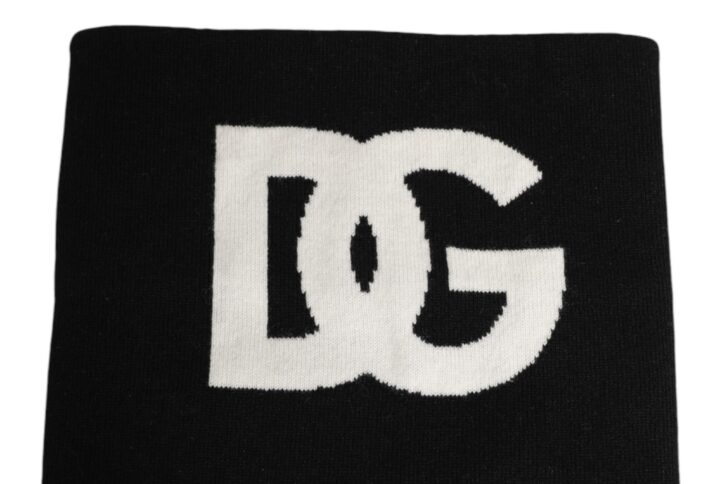Black D&G Logo Cashmere Knitted Men One Size Scarf - Jag Couture London