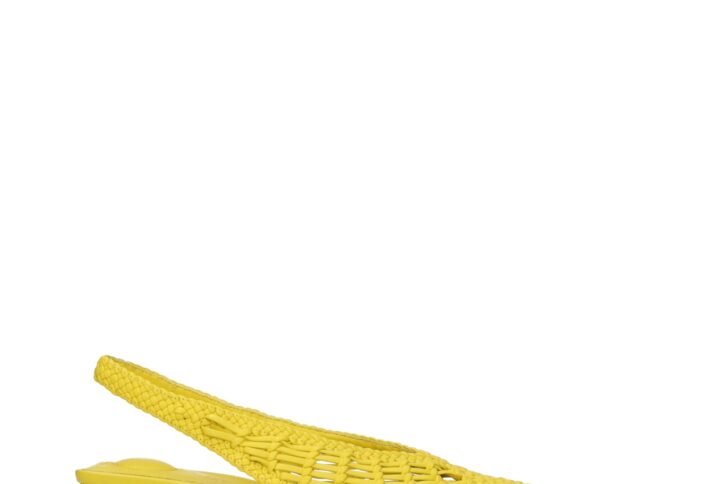 Yellow Leather Flat Sandals