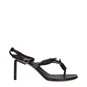 Black Leather Flip-Flop Sandals