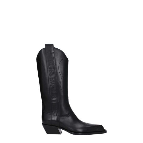 Black Leather High Heel Boots