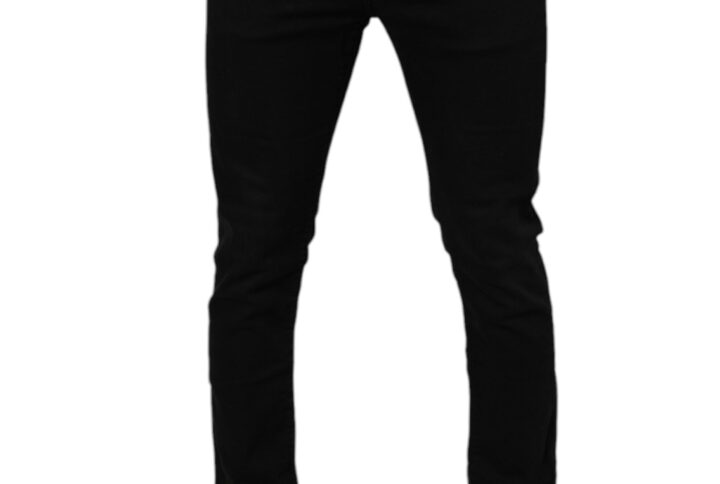 Black Cotton Stretch Skinny Men Denim Jeans - Jag Couture London