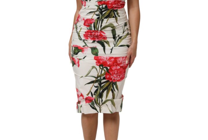 White Floral One Shoulder Sheath Dress | Jag Couture London – New York