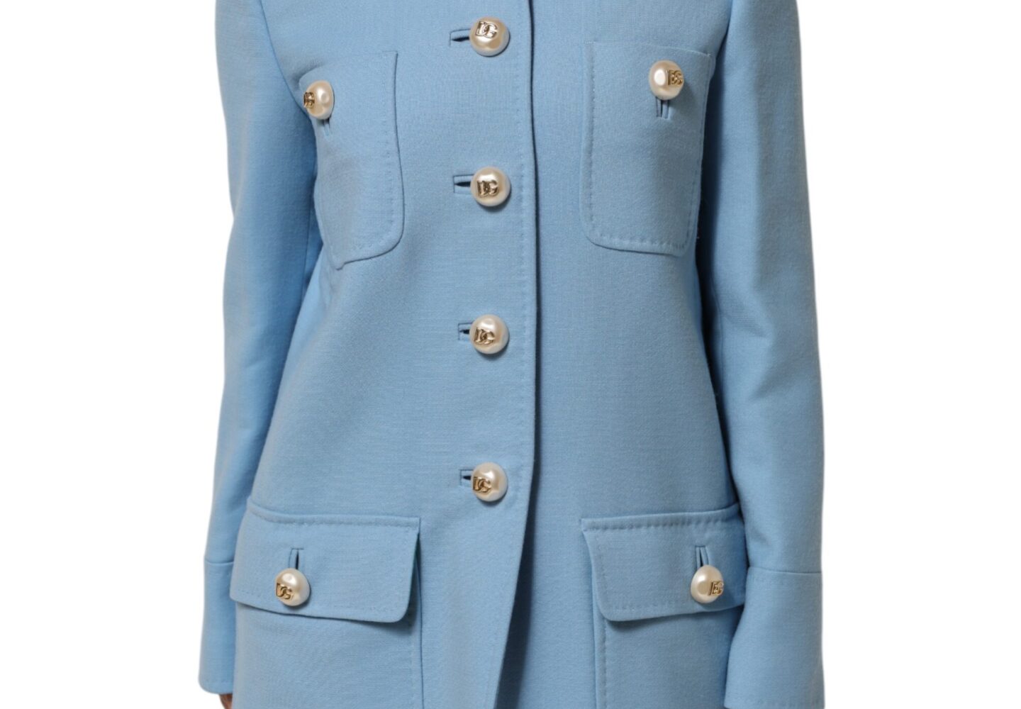 Blue Buttoned Down Trench Coat Jacket