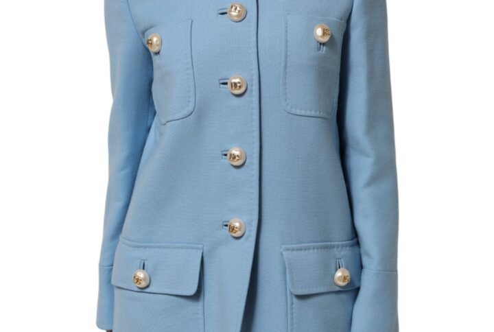 Blue Buttoned Down Trench Coat Jacket
