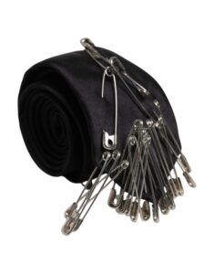 Black Safety Pins Silk Adjustable Necktie Accessory Tie