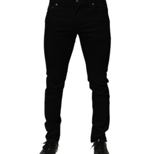 Black Cotton Stretch Slim Fit Men Denim Jeans