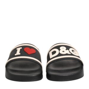 Black Rubber Slides Sandals Beachwear Shoes