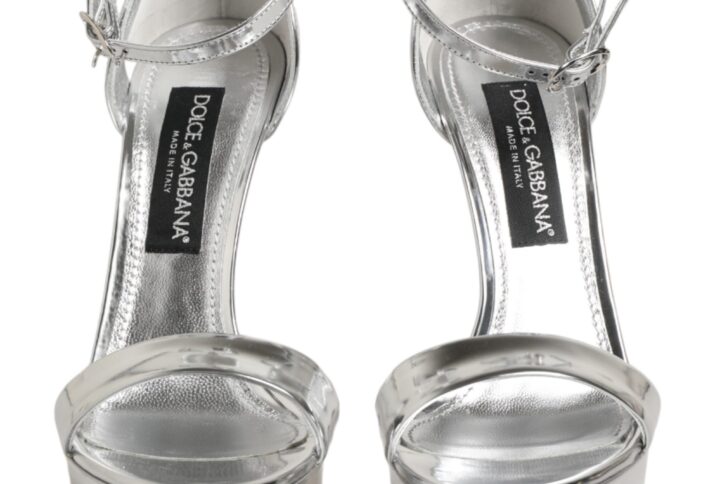 Silver Leather Platform Keira Sandals Shoes