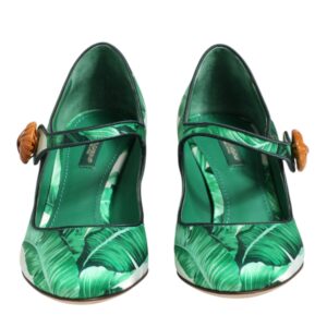 Green Silk MARY JANES Leaf Sandals Shoes