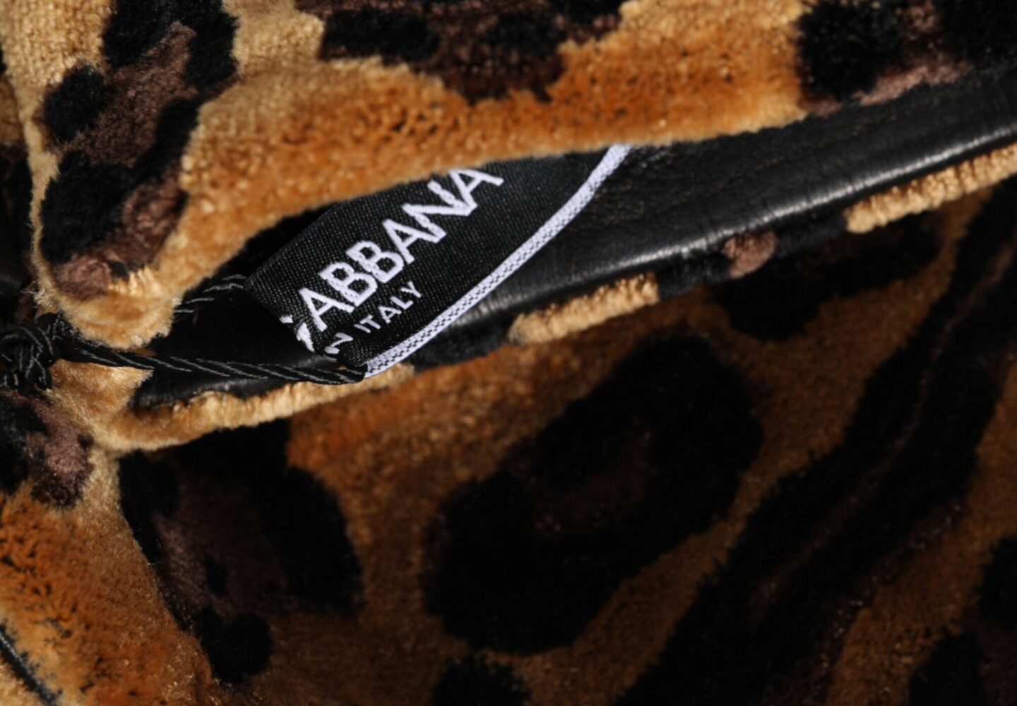 Brown Black Leopard Leather Elbow Length Mitten Gloves