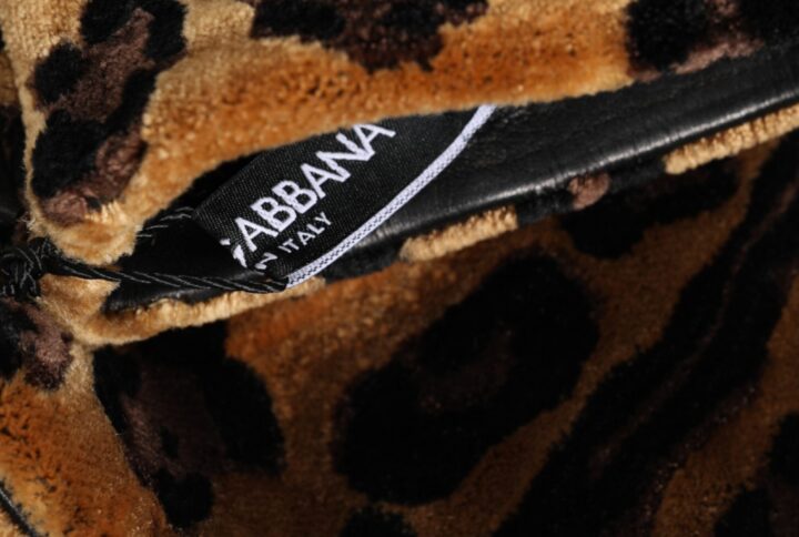 Brown Black Leopard Leather Elbow Length Mitten Gloves