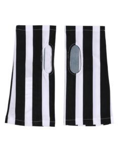 Black White Nylon Fingerless Wrist Length Gloves
