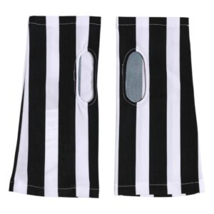 Black White Nylon Fingerless Wrist Length Gloves