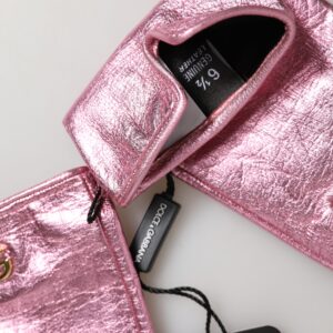 Pink Leather DG Logo Wrist Length Mitten Gloves