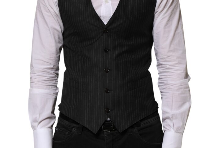 Black Wool Men Dress Formal Waistcoat Vest