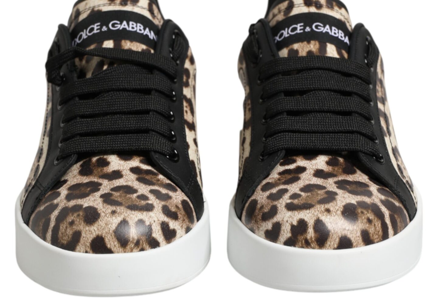 Brown Leather Leopard Low Top Sneakers Shoes