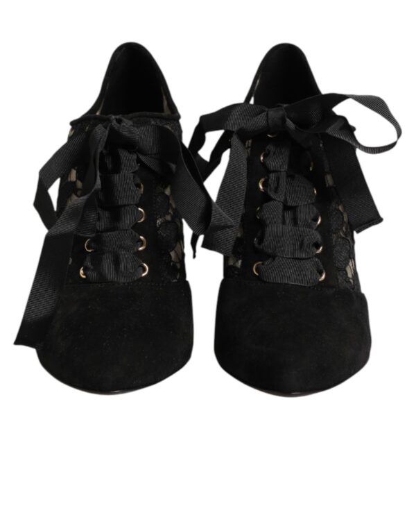 Black Floral High Heels LACE-UPS Pumps Shoes