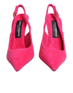Pink Terry Cloth High Heels Slingback Shoes